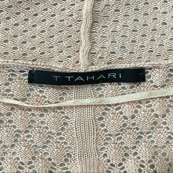 T Tahari Woman’s Peach Color Open drape front knitted cardigan long sleeve - Picture 5 of 10